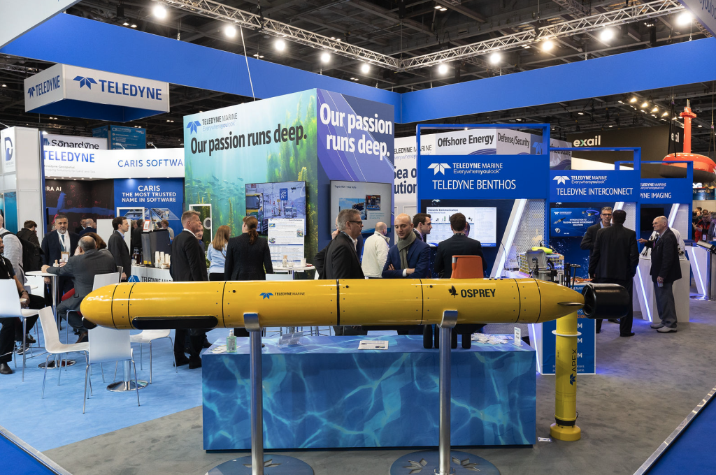 Exhibition hall at Oceanology International, ExCeL London